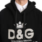 Crystal Embellished Black Cotton Hoodie