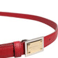 Red Leather Square Metal Buckle Cintura Belt