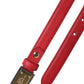 Red Leather Square Metal Buckle Cintura Belt