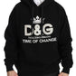 Crystal Embellished Black Cotton Hoodie