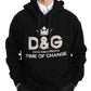 Crystal Embellished Black Cotton Hoodie