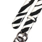 Black White Leather Silver Metal Buckle Belt