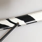 Black White Leather Silver Metal Buckle Belt