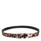 Brown Leopard Silver Metal Buckle Belt