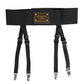 Black Leather Logo Wide Waist Belt Suspender