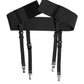 Black Leather Logo Wide Waist Belt Suspender