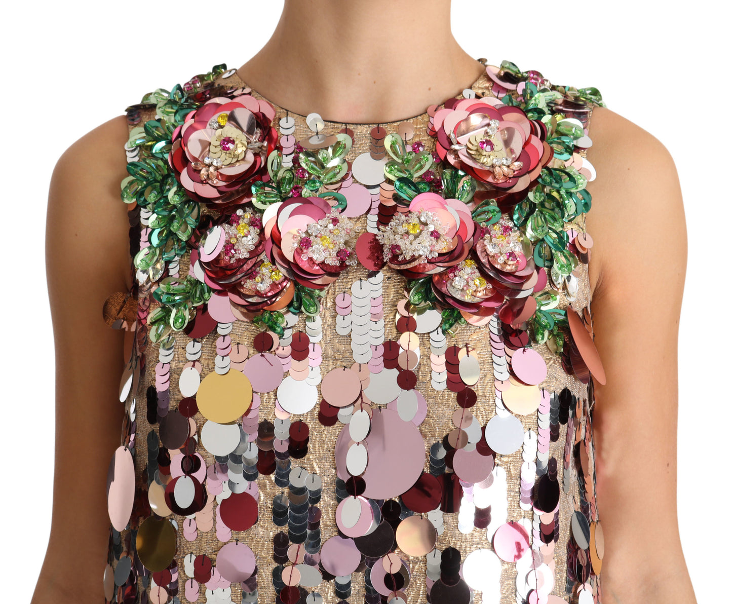 Elegant Gold Shift Sleeveless Mini Dress