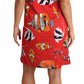 Chic Red Fish Print Sleeveless Shift Dress