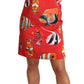Chic Red Fish Print Sleeveless Shift Dress