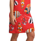 Chic Red Fish Print Sleeveless Shift Dress