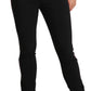 Chic Black Mid-Waist Skinny Pants with Red Stripe