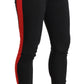Chic Black Mid-Waist Skinny Pants with Red Stripe