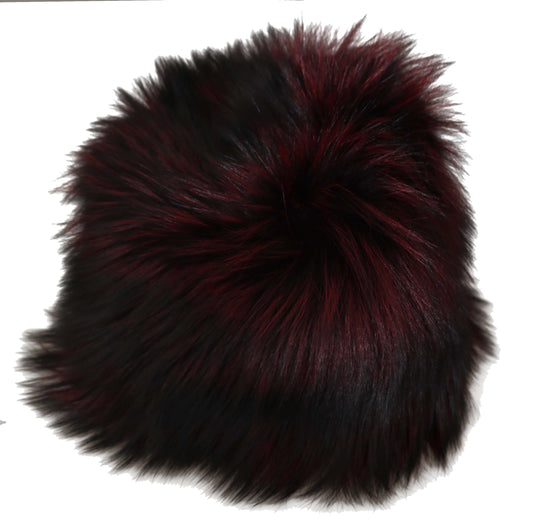 Elegant Maroon Black Silver Fox Fur Cossack Hat