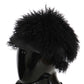 Chic Black Gatsby Cap in Tibet Lamb Fur