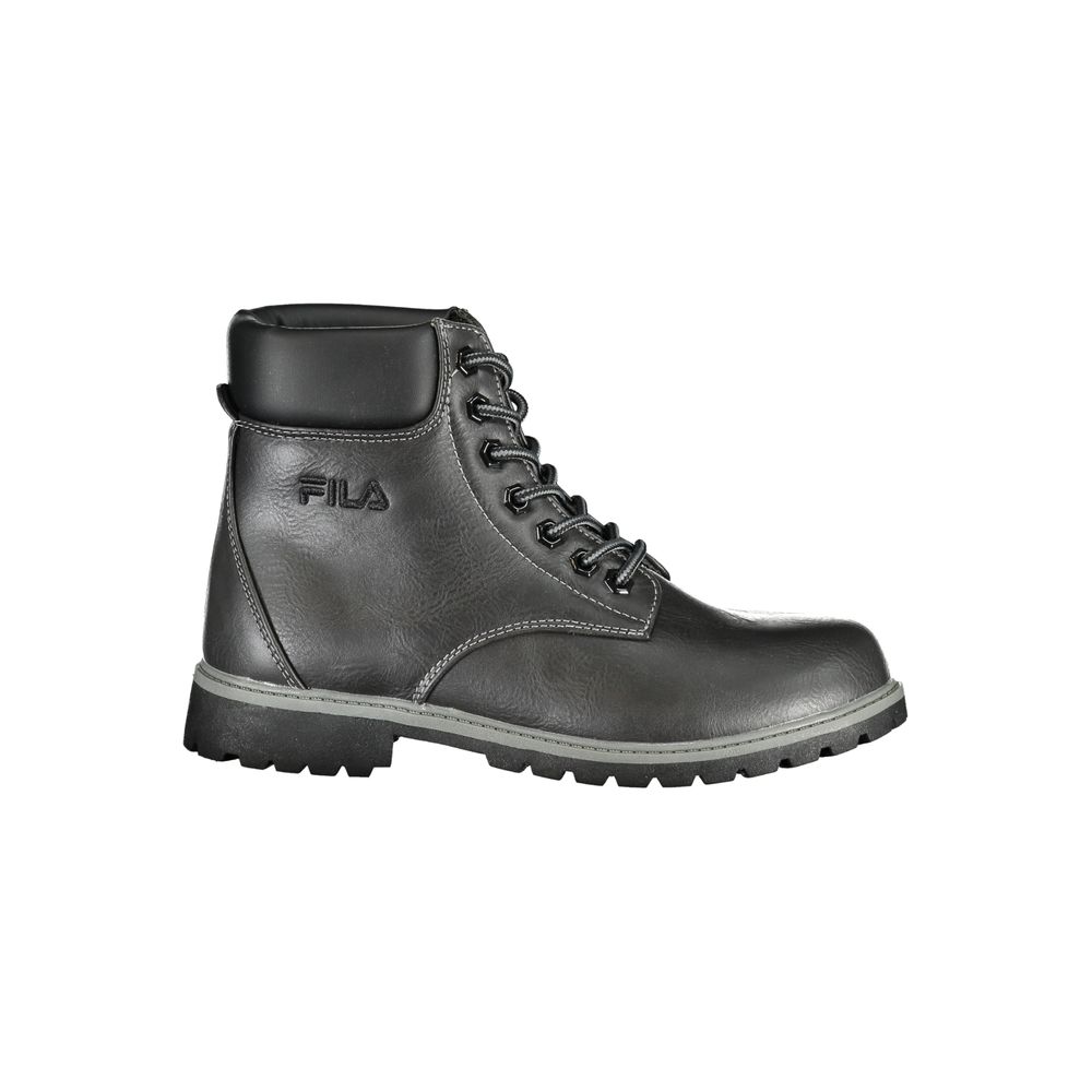 Black Polyurethane Women Ankle Boot