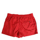 Red Drawstring Beachwear Men Shorts Swimwear