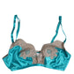 Green Floral Lace Silk Non Wire Bra Underwear