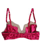 Magenta Floral Lace Silk Non Wire Bra Underwear