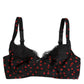 Black Red Polka Dot Underwired Balconette Underwear