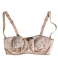 Biege Silk Underwired Balconette Bra Underwear