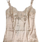 Beige Lace Silk Satin Tank Lingerie Underwear
