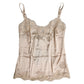 Beige Lace Silk Satin Tank Lingerie Underwear