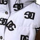 White Black DG Mania Polyester Puffer Jacket