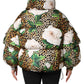 Multicolor Leopard Rose Puffer Quilted Jacket