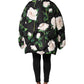 Black Floral Print Puffer Quilted Jacket