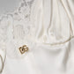 White Lace DG Logo Silk Dress Sleepwear