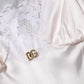 White Lace Gold DG Logo Silk Dress Sleepwear