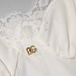 White Lace Gold DG Logo Silk Dress Sleepwear
