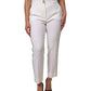 White Wool High Waist Tapered Pants