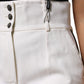 White Wool High Waist Tapered Pants