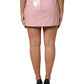 Glossy Pink Cotton Mid Waist Mini Skirt