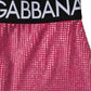 Pink Rhinestone Embellished Logo Mini Skirt