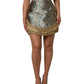Blue Floral Jacquard Tasseled Mini Skirt