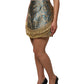 Blue Floral Jacquard Tasseled Mini Skirt