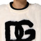 White Cropped Faux Fur DG Sweatshirt Sweater