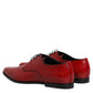 Red Exotic Leather Lace Up Dress Derby Shoes