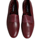 Burgundy Calfskin Leather Formal Slip On Shoes