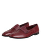Burgundy Calfskin Leather Formal Slip On Shoes
