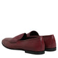 Burgundy Calfskin Leather Formal Slip On Shoes