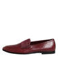 Burgundy Calfskin Leather Formal Slip On Shoes