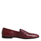 Burgundy Calfskin Leather Formal Slip On Shoes