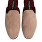 Beige Capra Suede Slides Flat Slipper Shoes