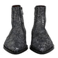 Dark Gray Cotton Sequined Chelsea Boots Shoes