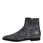 Dark Gray Cotton Sequined Chelsea Boots Shoes