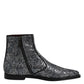 Dark Gray Cotton Sequined Chelsea Boots Shoes