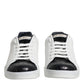 White Black Leather Portofino Sneaker Shoes